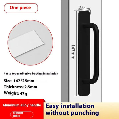 New Aluminium Alloy Punch-Free Furniture Cabinet Handle Sliding Door Pull and Flush Hardware Set for Wood Door Drawer