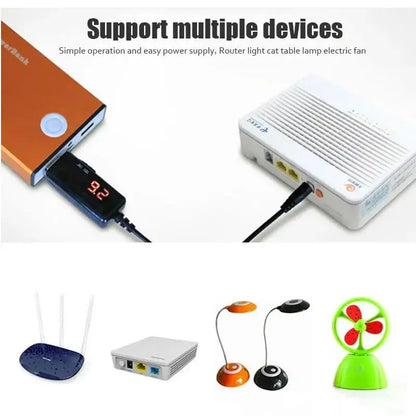 DC 5V To 9V 12V USB Step-up Converter Cable + 3.5x1.35mm Connecter USB Boost Converter For Power Supply/Charger/Power Converter