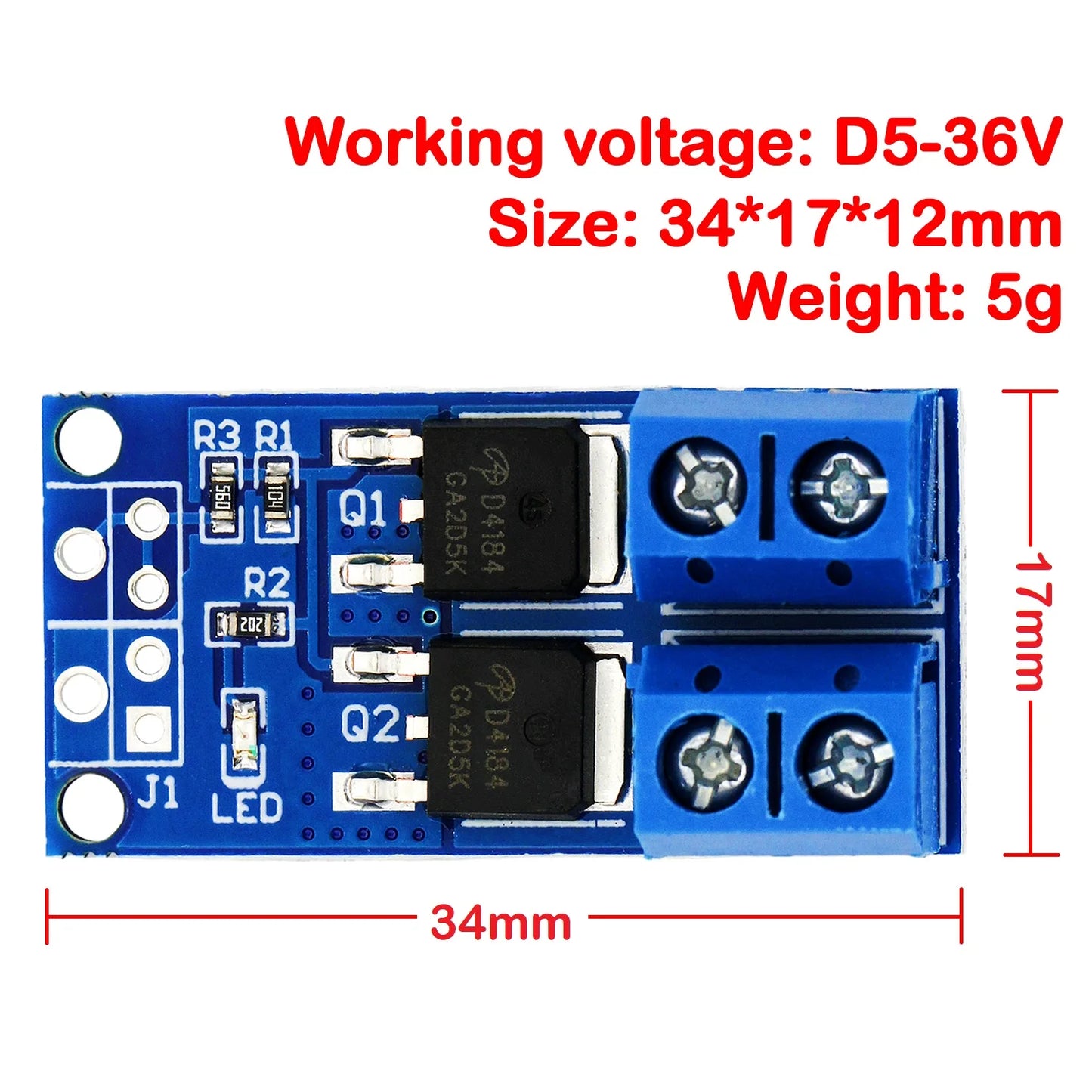 400W 30A PWM DC Motor Speed Controller Module 5V-36V Dual High-Power MOSFET Drive