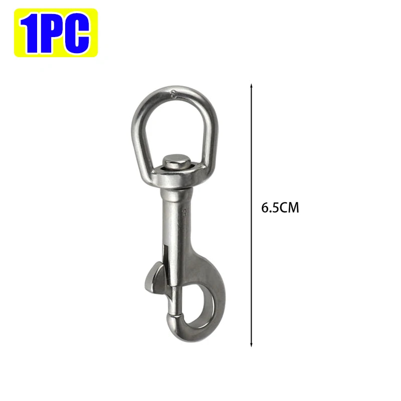 5/1pcs Stainless Steel Swivel Eye Bolt Spring Snap Hook Marine Diving D Ring Snap Hooks with Swivel for Scuba Diving Pet Leash