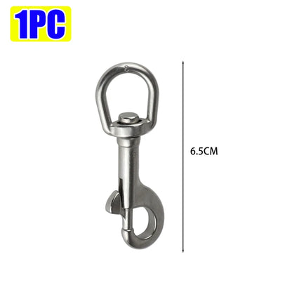 5/1pcs Stainless Steel Swivel Eye Bolt Spring Snap Hook Marine Diving D Ring Snap Hooks with Swivel for Scuba Diving Pet Leash
