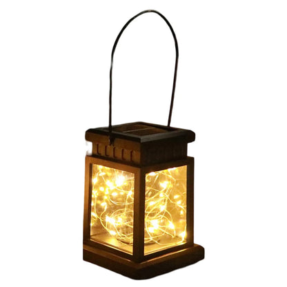 1pc LED Lantern Lamp Outdoor Garden Warm Light Waterproof Solar Powered Golden Copper Wire Hanging Lightweight