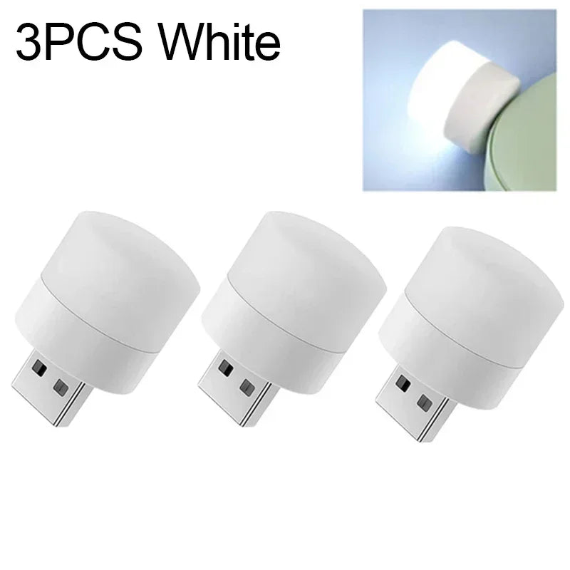 1-20PCS Mini USB LED Plug Lamp Portable Eye Protection Book Reading Light Small Round Car Bulb Computer Mobile Power Lamps