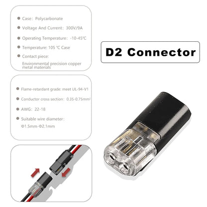 10pcs 2 Pin Waterproof Automotive Connector Strip Terminal Connection