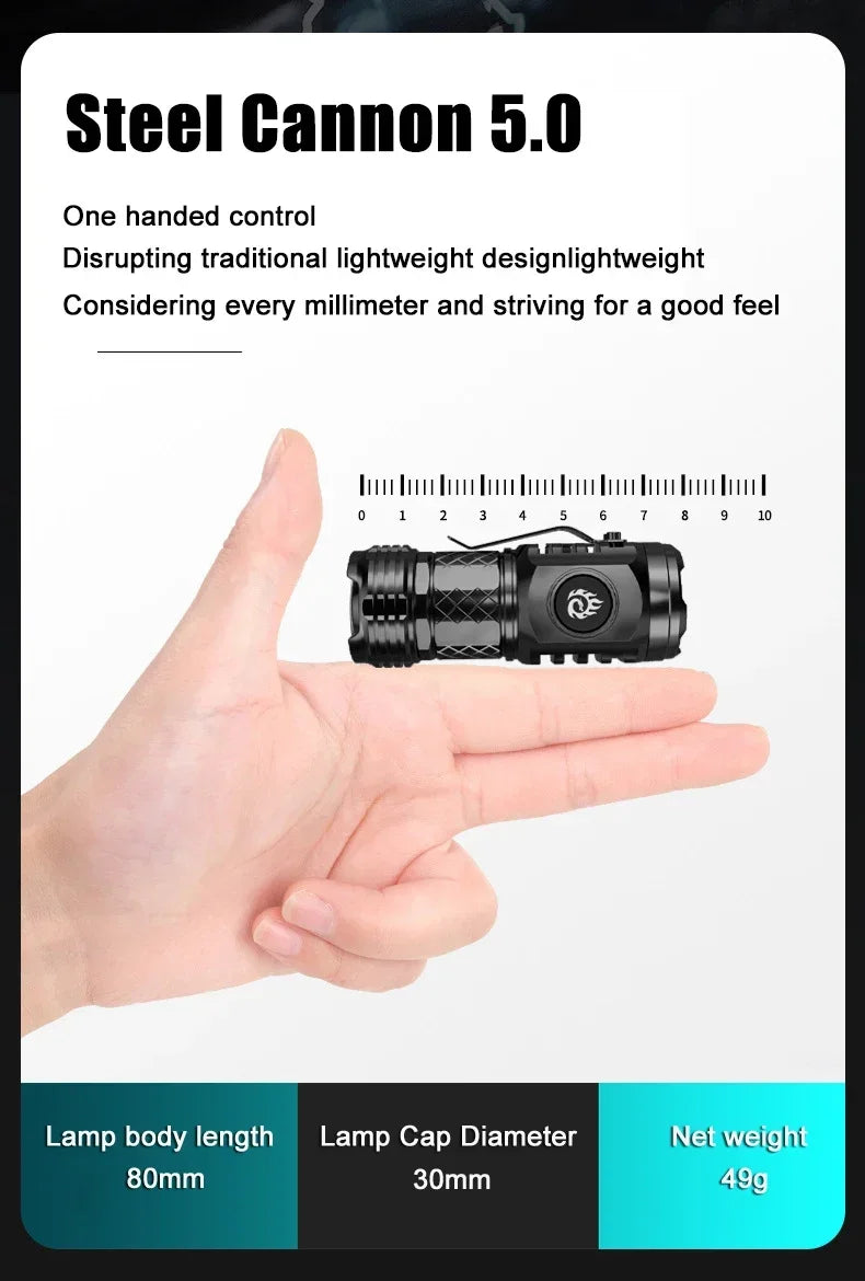 High Power LED Flashlight Type-C Rechargeable Pen Clip Torch