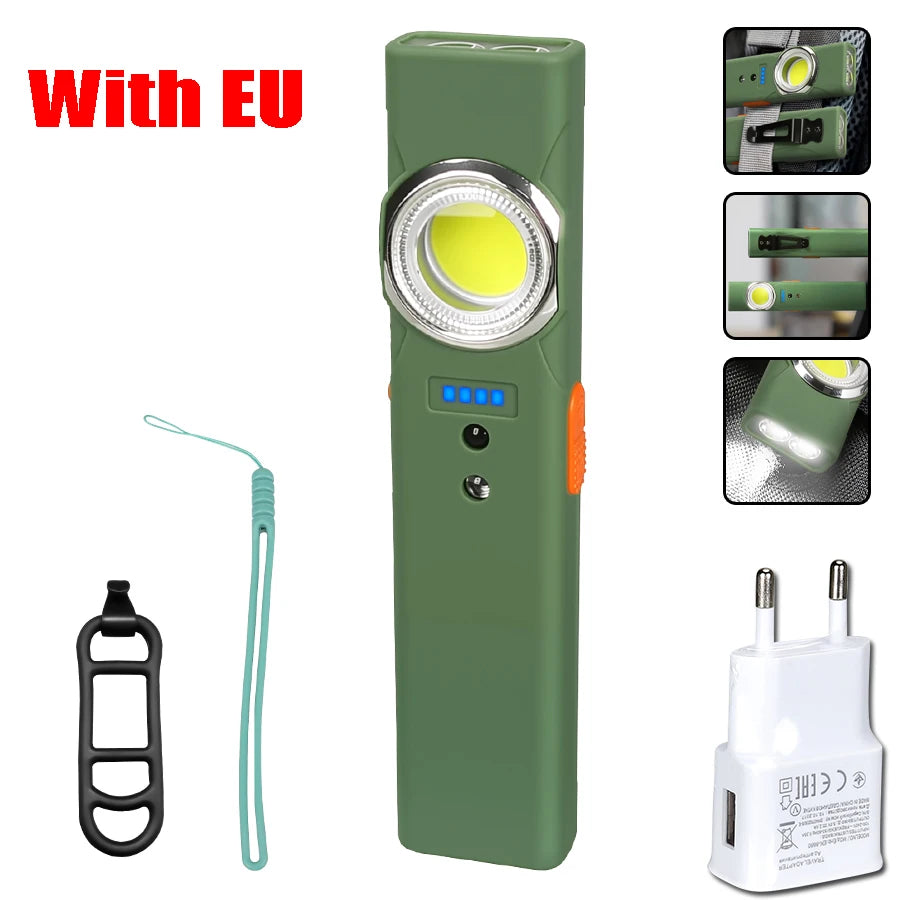 EDC LED Flashlight with Pen Clip Magnetic Rechargeable Work Light