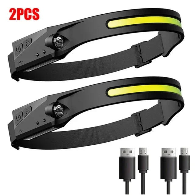 Portable LED Sensor Headlamp USB Rechargeable Built-in Battery