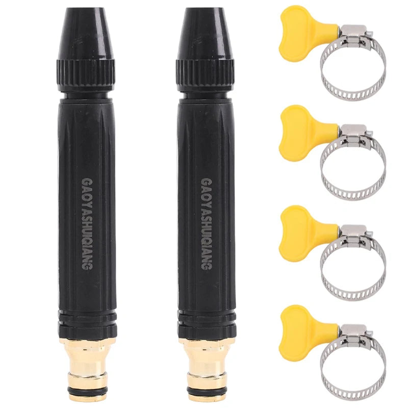 High Pressure Car Wash Water Gun Nozzle Adjustable Jet Garden Hose Sprayer Cleaning Tool with Clamps for Auto Vehicle Care Kit
