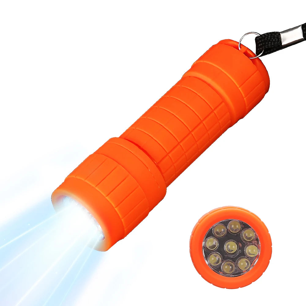 Mini Portable Children's Flashlight Nine XPE Lamp Beads Strong Lighting Using 3 NO.7 Batteries Fixed Focus Pocket Outdoor Torch