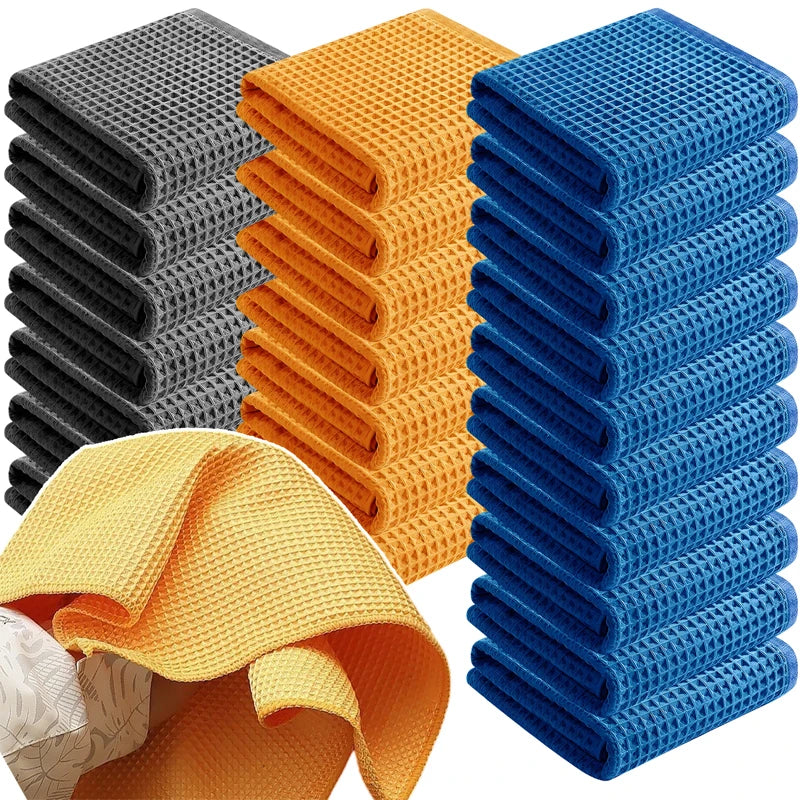 Car Wash Towel Glass Cleaning Water Drying Microfiber Window Clean Wipe Auto Detailing Waffle Weave for Kitchen Bath Home Office