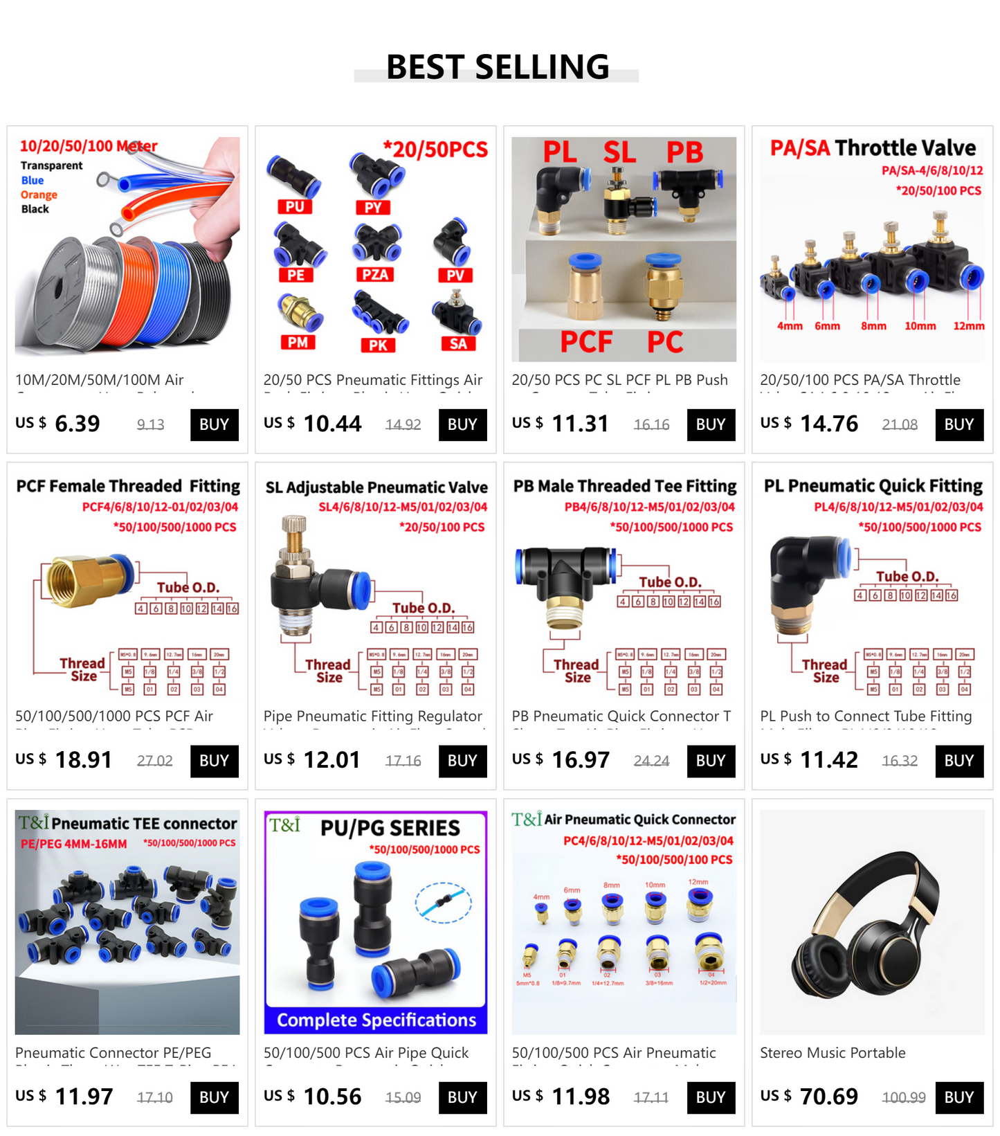 10/50/200 PCS HVFF Air Manual Valve 4mm 6mm 8mm 10mm 12mm, Pneumatic Push In Quick Joint with Manual Current-Limiting Control