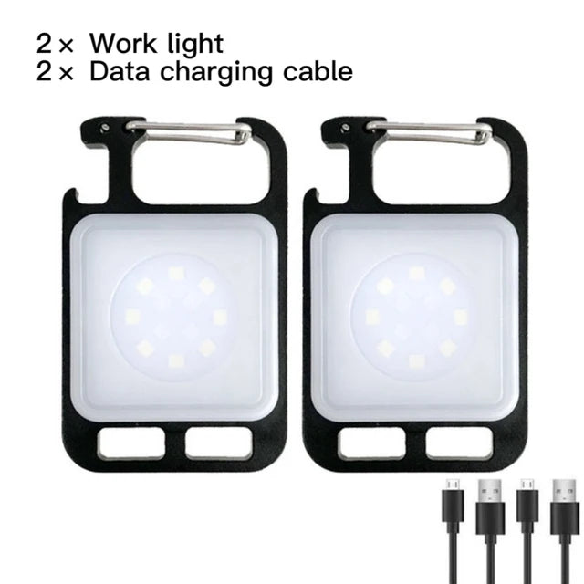 Mini Portable Multifunction Keychain Flashlight 4 Light Modes Built In Battery USB Rechargeable Strong Magnetic Work Light