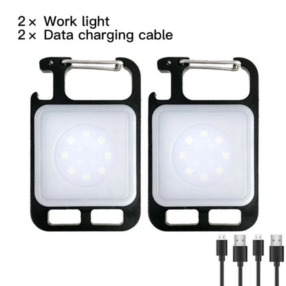 Mini Portable Multifunction Keychain Flashlight 4 Light Modes Built In Battery USB Rechargeable Strong Magnetic Work Light