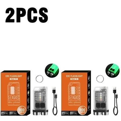 Mini Portable Keychain LED Flashlight TYPE C Rechargeable Camping Hiking Lantern High Power Luminous Flash Light Pocket Torch