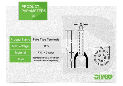 Crimping Sleeve Terminal Wire Connector Electrical Kit with Mini Crimping Plier Boxed VE Insulated Terminals