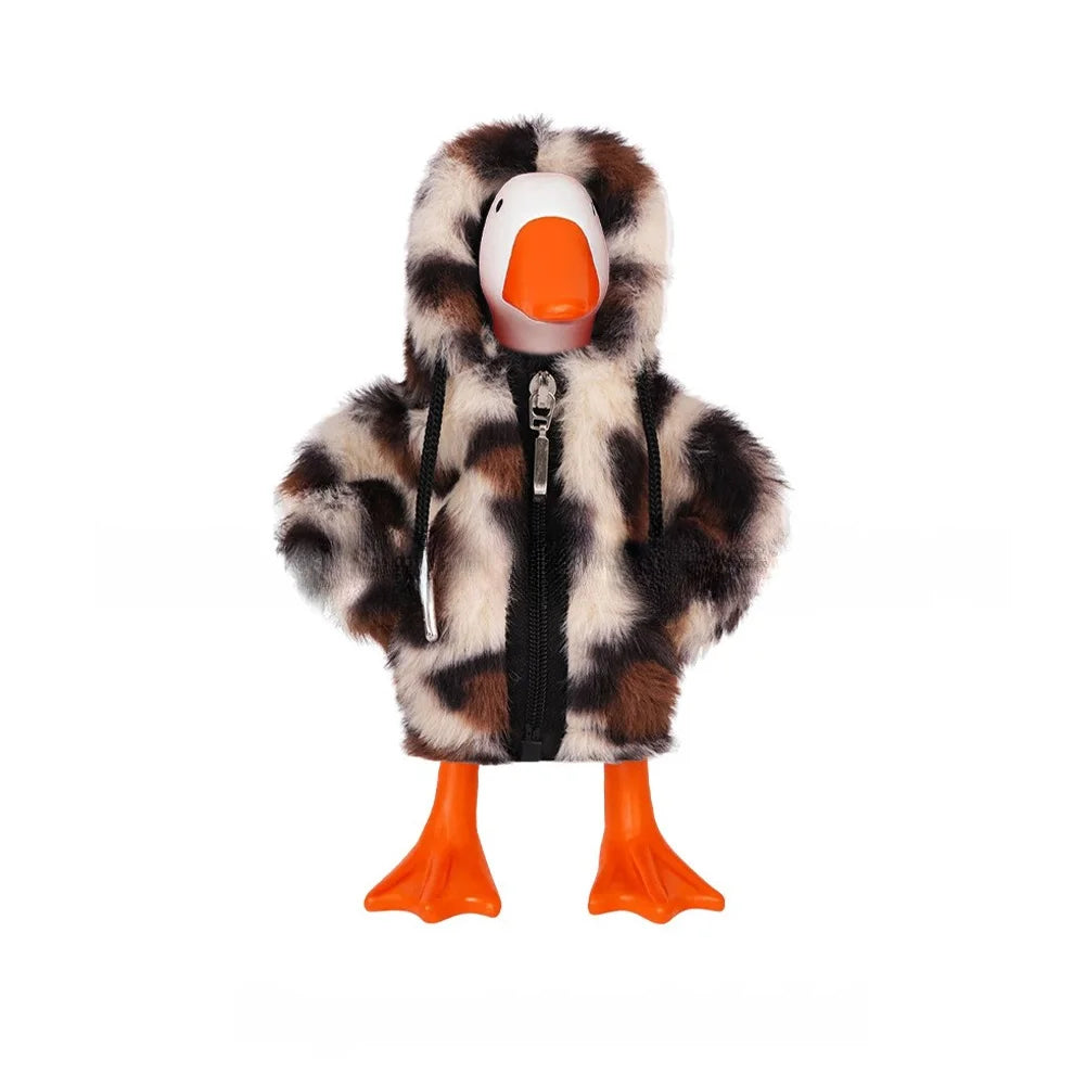 Zippered white outfit for 7 inch desktop goose soft fabric clothing for decorative home and office desktop use