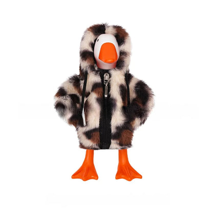 Zippered white outfit for 7 inch desktop goose soft fabric clothing for decorative home and office desktop use