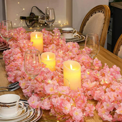 2M LED Cherry Blossom Wreath Bedroom Artificial Vine Decoration Fairy Light Wedding Proposal Valentine's Day String Lights