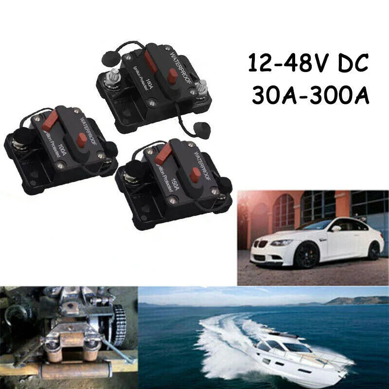 Color Black Manual Reset Fuse Sealed And Waterproof M6 Connection Studs Manual Reset Switch Protective Rubber Cap