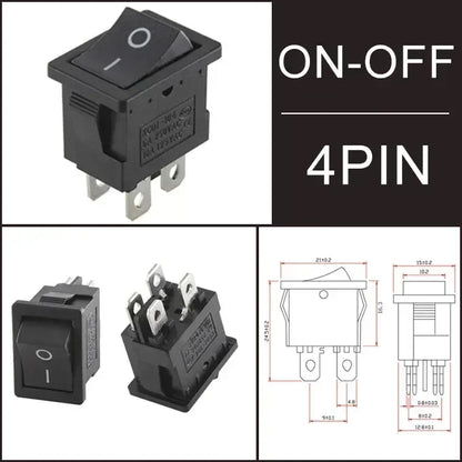 KCD1 Snap-In Boat Rocker Switch SPST ON-OFF 2/3/4 Pin 250V 6A 125V 10A 2P Toggle Power