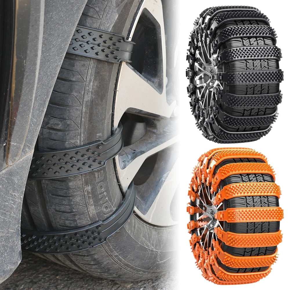 Snow Chain Tyre Chain – Urethane Winter Anti-Slip Tire Chains (10/1PCS Set) for Car Tires, Anti-Skid Emergency Snow Traction