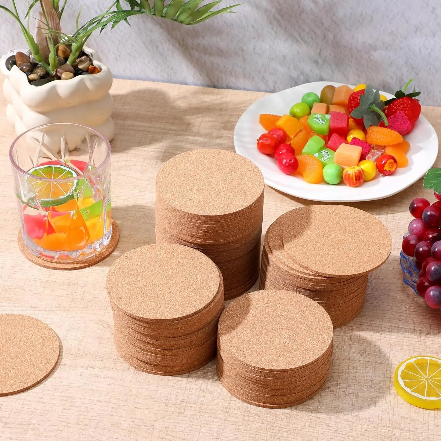 50/1PCS Non-Slip Cork Coaster Natural Round Wooden Cup Mat Heat Insulation Pads Tea Coffee Mug Drinks Holder Table Decoration