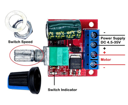 Mini DC Motor PWM Speed Controller Module 4.5V-35V 5A 90W Adjustable Regulator Board