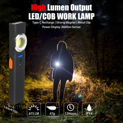 EDC LED Flashlight with Pen Clip Magnetic Rechargeable Work Light