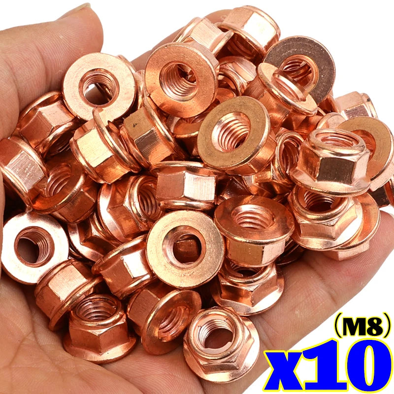 M8 Copper Exhaust Manifold Nut Flange Fastener for BMW Turbo Repair