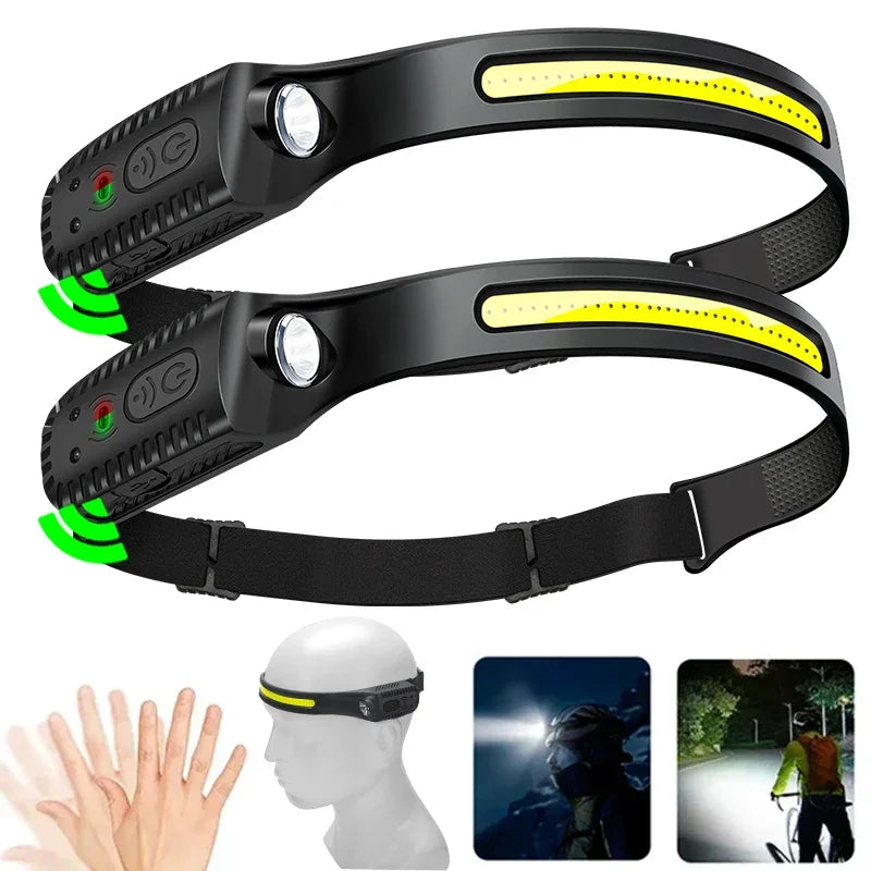 USB Rechargeable LED Sensor Headlamp Built-in Battery Head Flashlight Headlight Led Head Torch Camping Fishing Search Light
