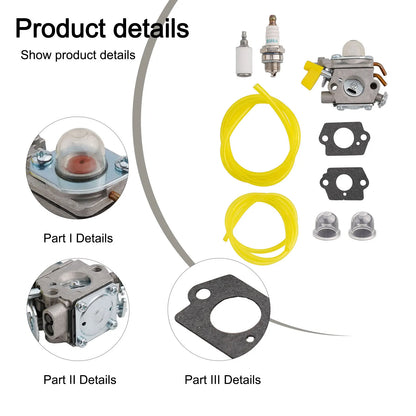 Replacement Carburettor Kit Compatible with For Homelite For RBC30SET RLT30CET RLT26CDS RBC26SES Trimmer and Brushcutter