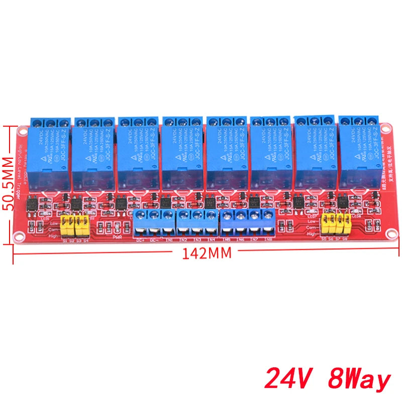 5V 12V 24V Multi-Channel Relay Module Board with Optocoupler for Arduino High/Low Level Trigger