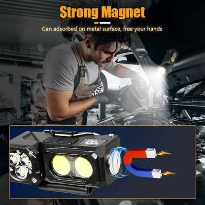 Sensor Headlamp with Hat Clip Type-C Rechargeable LED Headlight