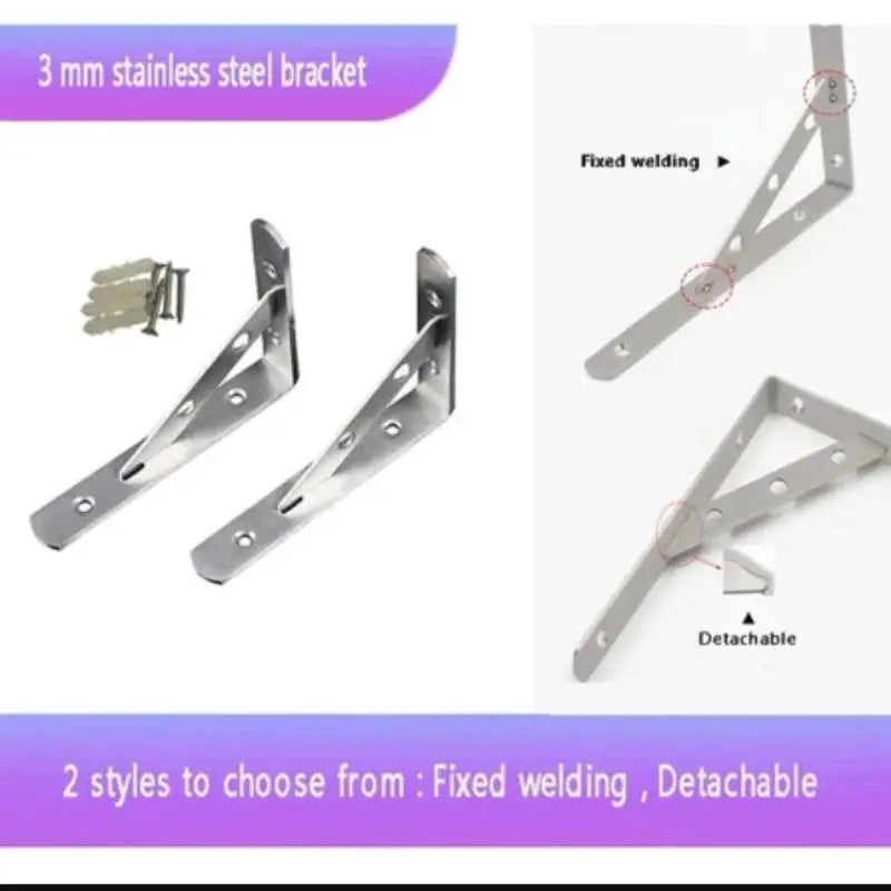 2Pcs Angle Bracket Heavy Duty For Wall Angle Bracket Stainless Steel L Type Bracket