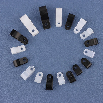100Pcs/Pack U-Type R-Type Nylon Clamp Cable Clips Plastic Hose Fasteners Mount Fix Hardware Electrical Fitting Wire Management