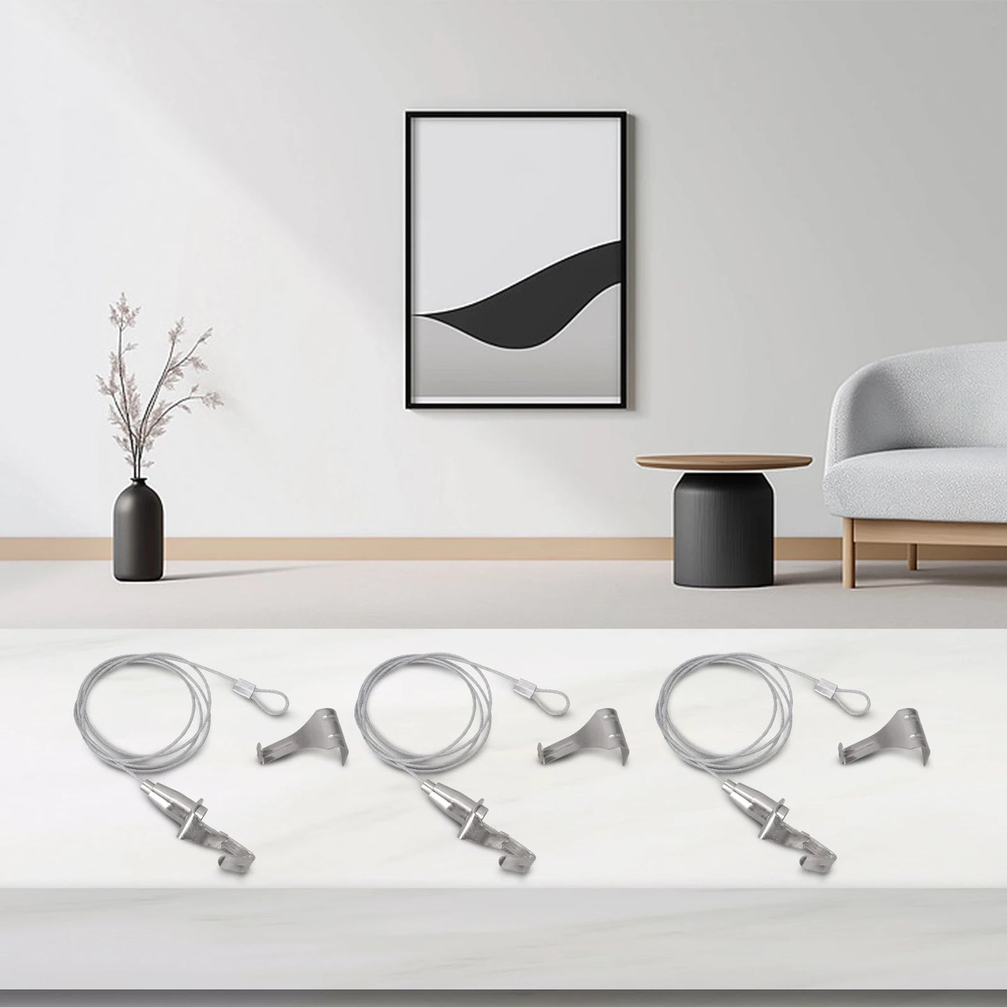 Stainless Steel Adjustable Picture Hanging Cable System Supporting Up to 66 lbs Perfect Solution for Home or Gallery Use