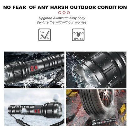 Powerful 9000LM Led Flashlight USB Rechargeable Zoom Tactical Torch Ultra Bright Outdoor Camping Fishing Hunting Emergency Lamp