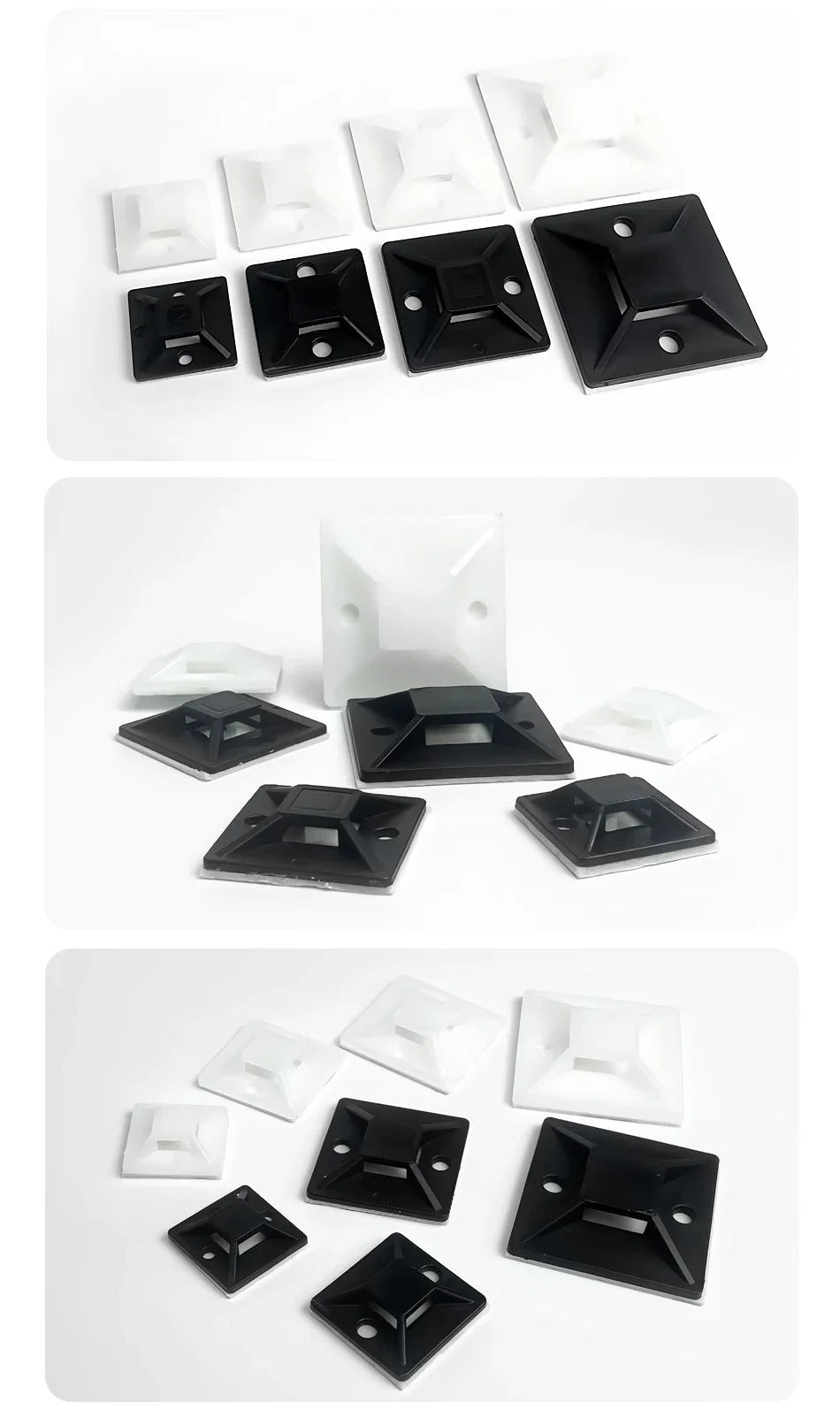 Self-Adhesive Cable Tie Mounts Strong Sticky Base Wire Holder Clips for Wall Fixing Cable Routing Management