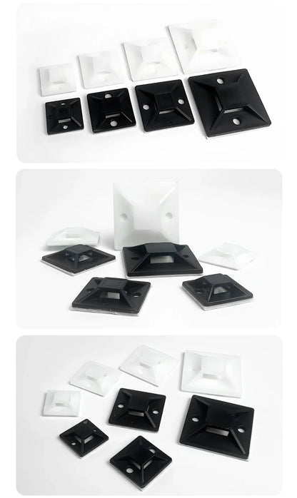 Self-Adhesive Cable Tie Mounts Strong Sticky Base Wire Holder Clips for Wall Fixing Cable Routing Management