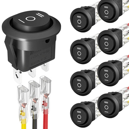 Mini Round Rocker Switch SPDT 3-Pin 12V AC/DC – Car Marine Boat 20mm Panel