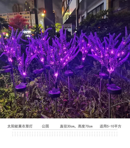 Purple Lavender Flower Solar Garden Lights Outdoor Decorative Lawn Lamp for Patio Yard Decor