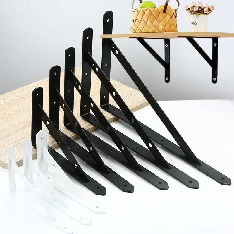 2Pcs Wall Mount Joint Angle Without Screws Tripod Brack Shelf Floating Shelf Heavy Duty Black/White Steel For Decorative