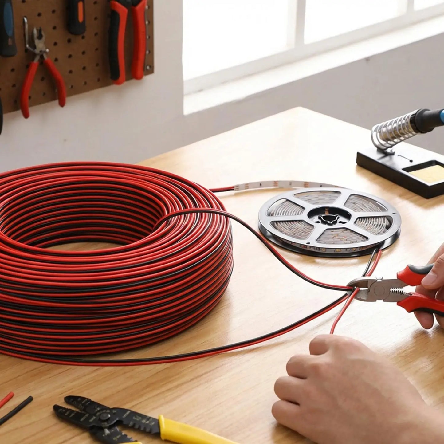 10M 2 Pin Extension Cable 18AWG Tinned Copper Wire for LED Strip & Car Audio