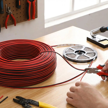 10M 2 Pin Extension Cable 18AWG Tinned Copper Wire for LED Strip & Car Audio