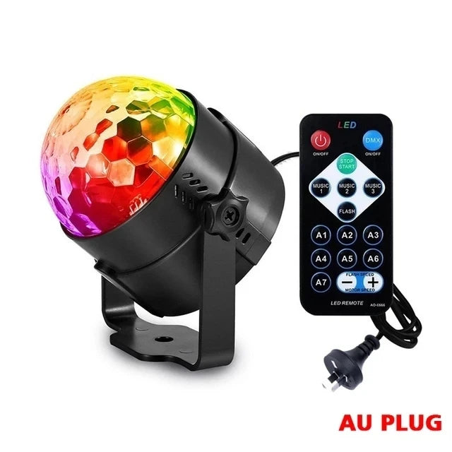 Sound Activated LED Disco Ball Light with Remote Remote Party Lamp