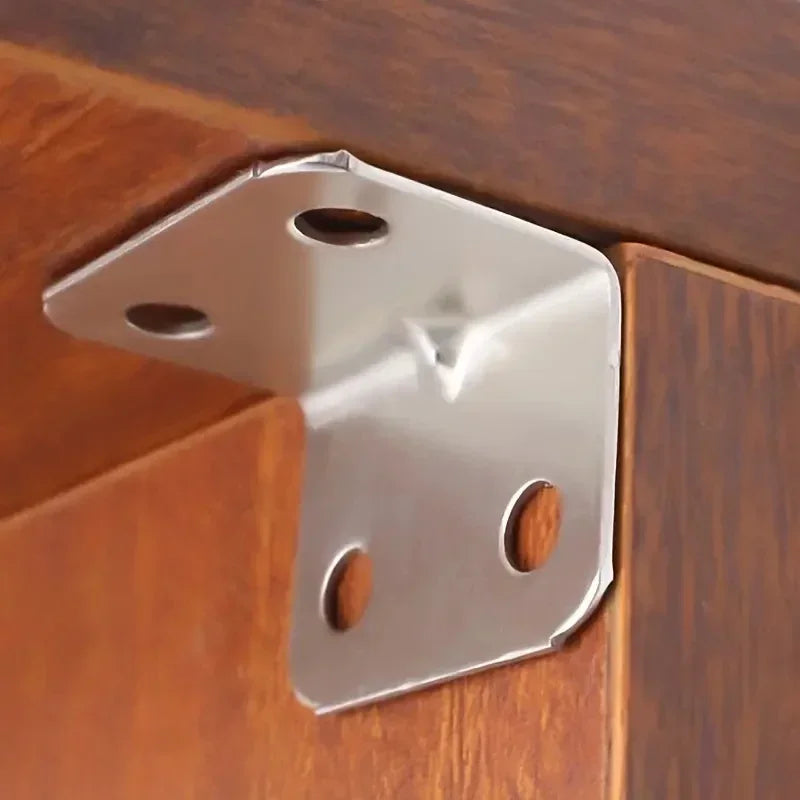 Universal Stainless Steel 90 Degree Corner Bracket Right Angle Fixed Bracket for Wood Furniture Bedframe Cabinet Accessories