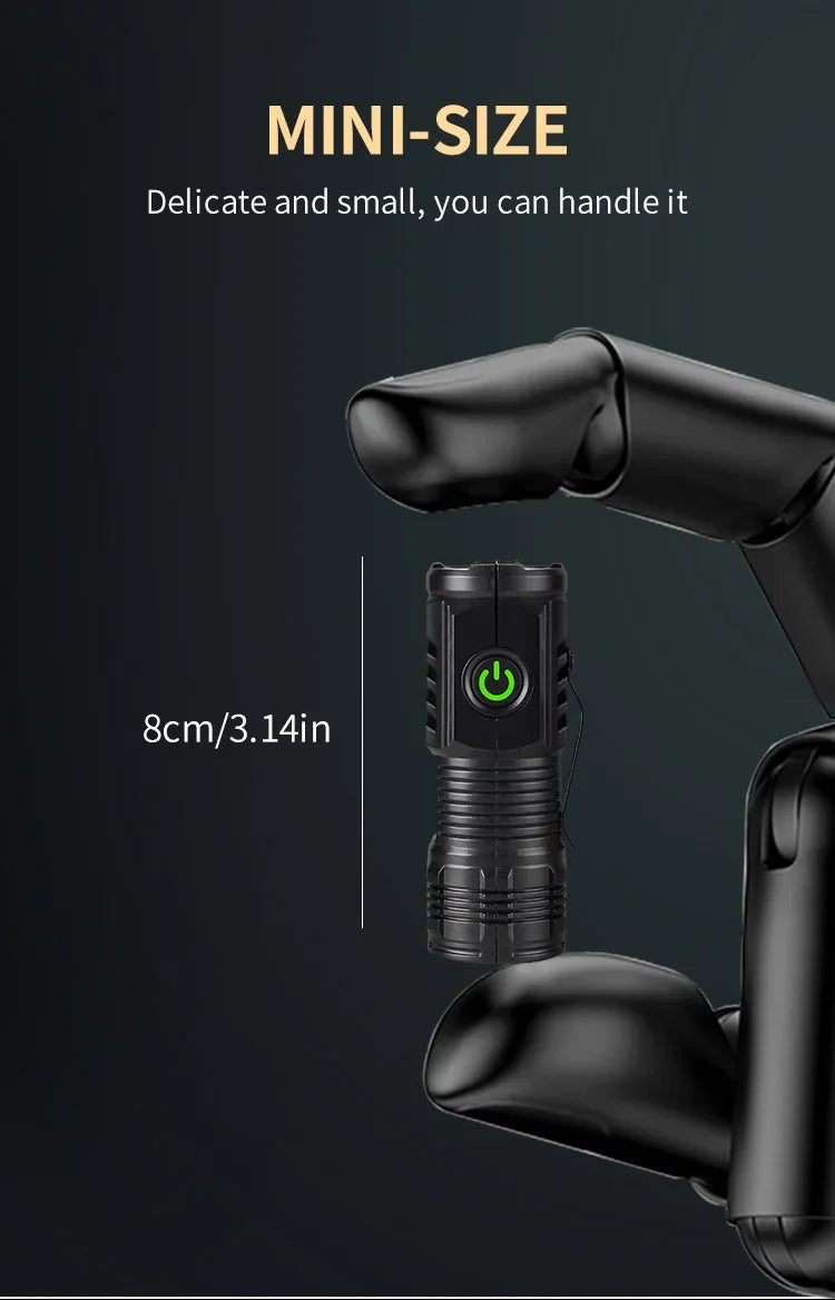 New Ultra Powerful Flashlight 3 Core LED Mini Tactical Flashlight USB Rechargeable High Power LED Torch with  Hand Lamp