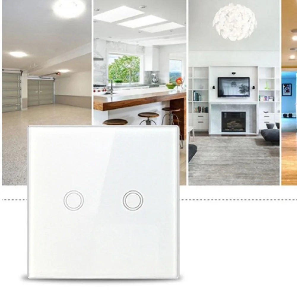 2-Gang Touch Switch Touch Dimmer Switch Office Lighting Home Decor 30 -90 Brightness Dimming No Neutral Wire Required