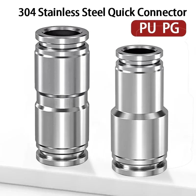 304 Stainless Steel Pneumatic Quick Connect Fitting PG PU 4/6/8/10mm Air Compressor Gas Pipe Hydraulic Plug-In