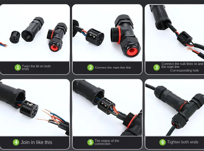 IP68 Waterproof Cable Connector I/T Type Junction Box 2-pin 3-pin 4-pin 5-pin Electrical Terminal LED Lights Wire Waterproof Box